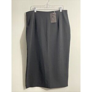 Marina Rinaldi Women’s Black Cady Pencil Skirt Size 14 Elegant Minimalist Office